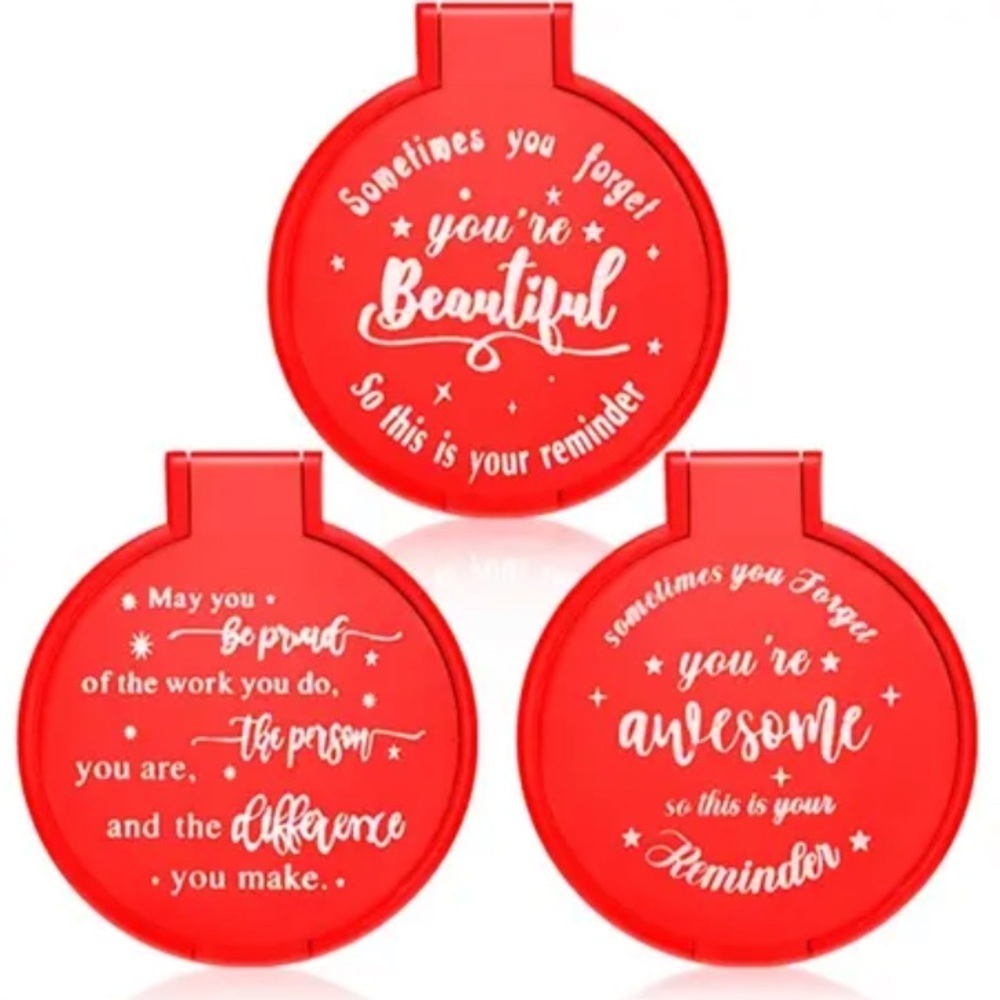 Red Inspirational Compact Mirror Set (6pcs)